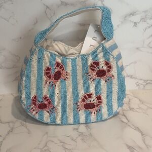 NWT Lulu Viral Hand Beaded In India Bag Crab Summer Coastal Resort Beach Tik Tok